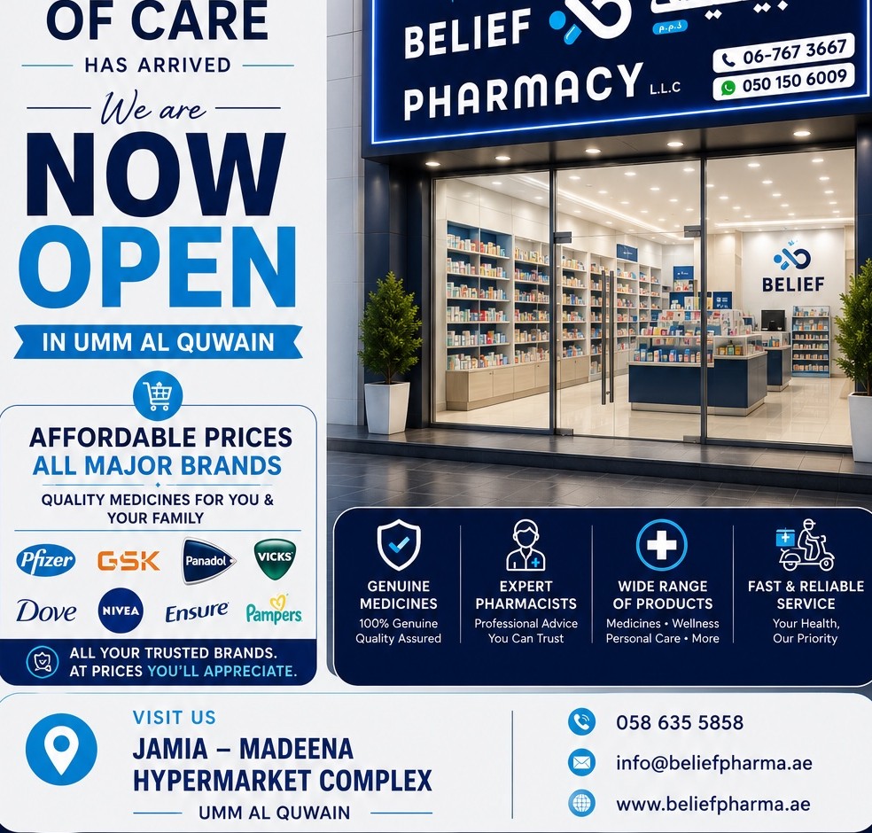 Belief Pharmacy shop at Madeena Hypermarket Complex